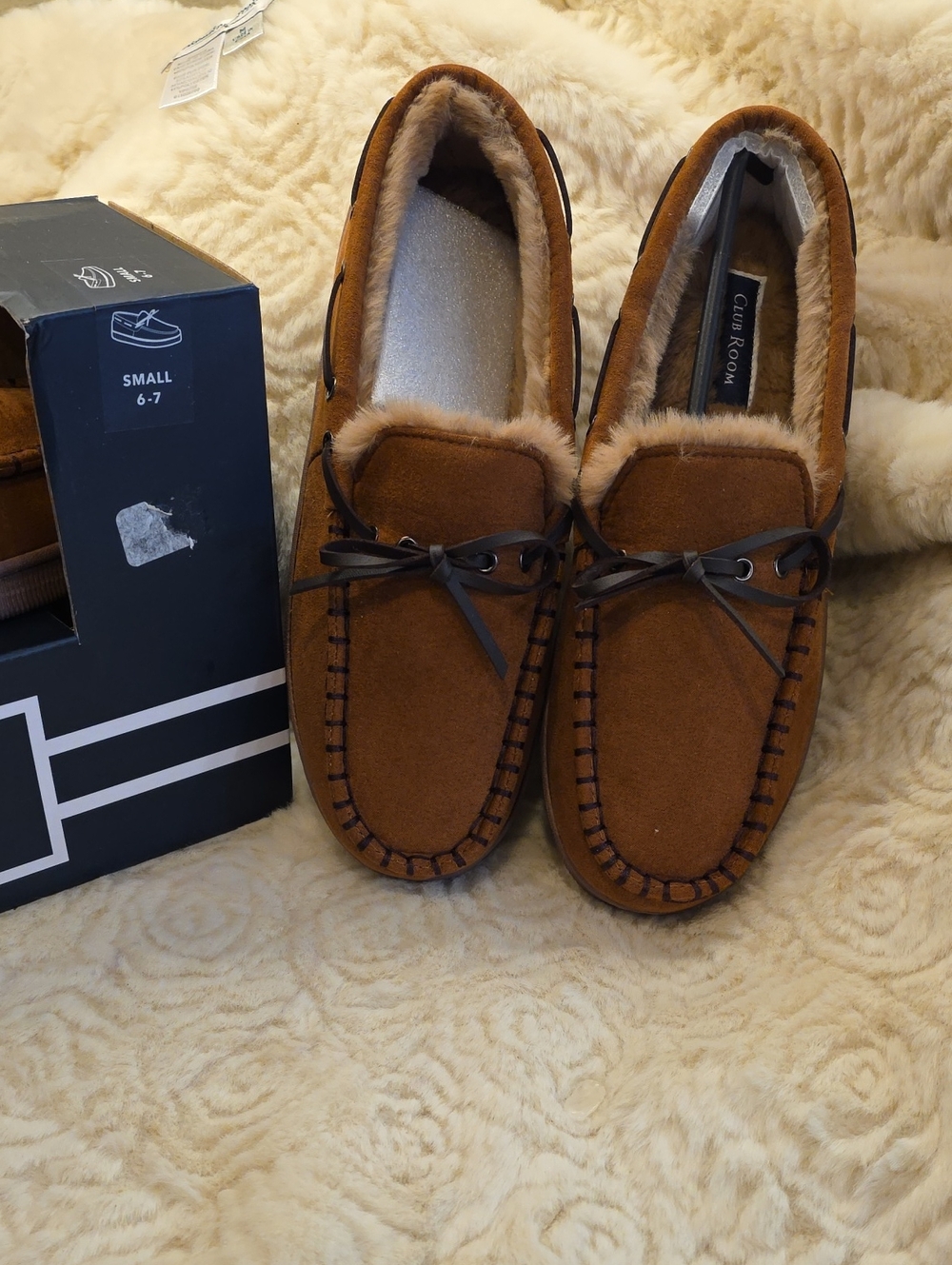 Club Room BROWN Slippers Mens Small 6-7 New In Box, Size Small